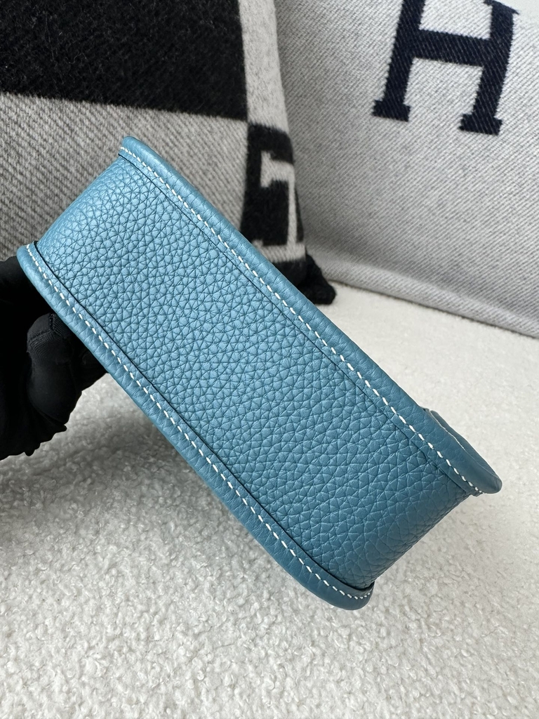 Mini Evelyne in Imported TC Clemence Leather, D2 New Blue Jean with Silver Hardware