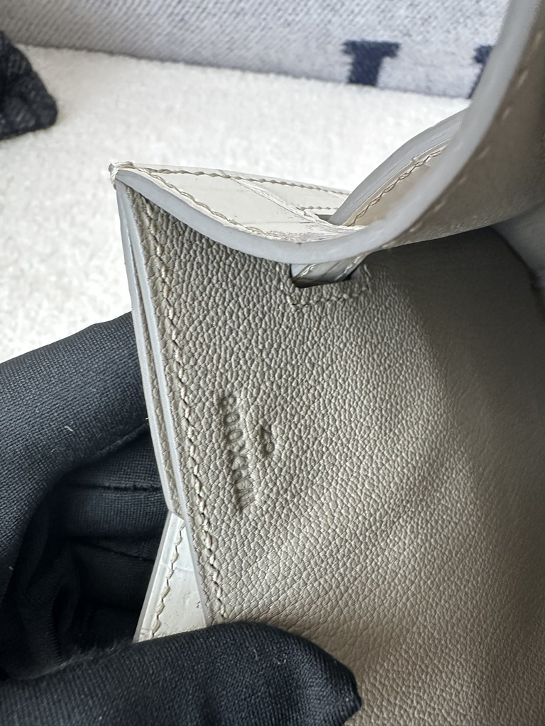 Kelly Depeches Men's Clutch 25cm in Matte Himalaya Crocodile Leather with Silver Hardware