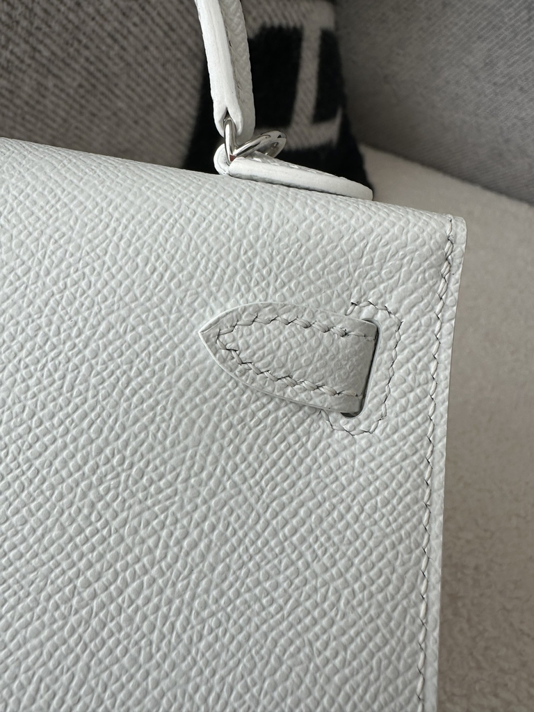 Kelly Mini II Second Generation in Pure White Epsom Leather with Silver Hardware