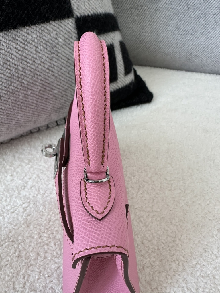 Kelly Mini II Epsom Textured Calfskin Leather 5P Pink Sakura Pink Silver Hardware