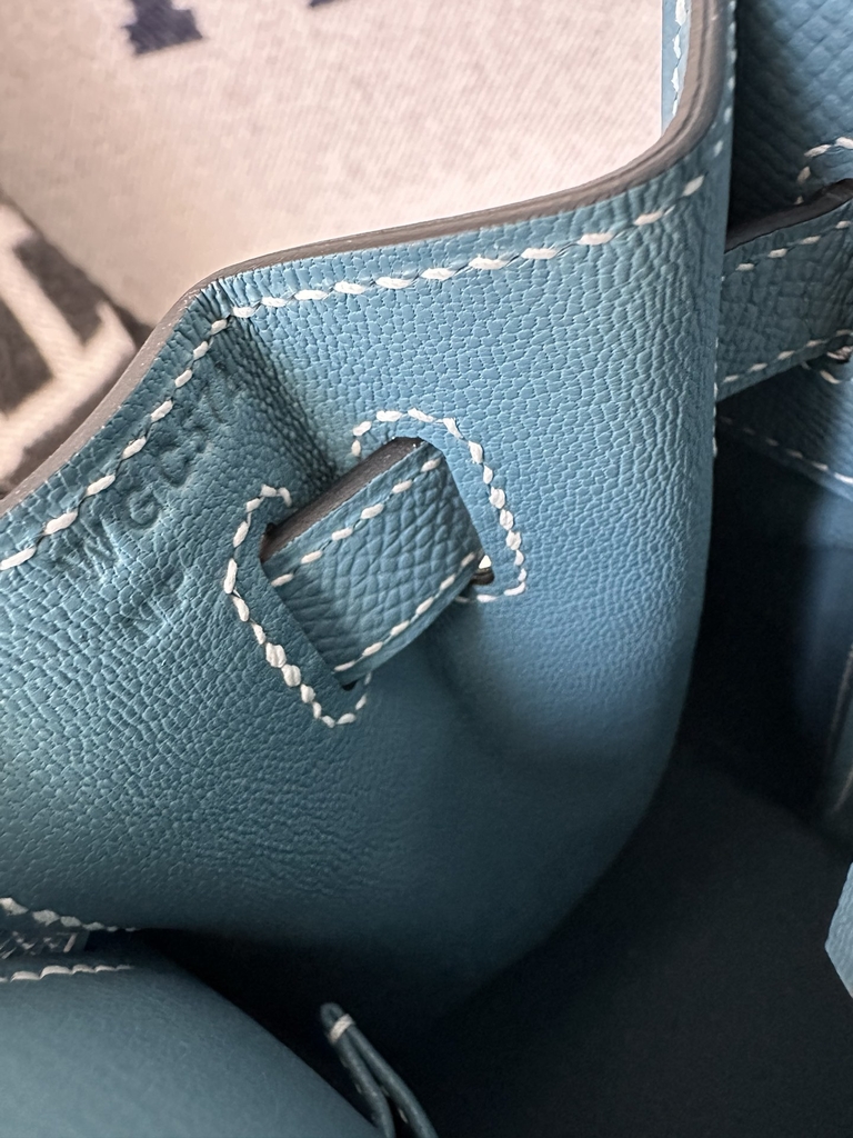 Kelly 28cm Epsom Textured Calfskin Leather D2 New Blue Jean Denim Blue Silver Hardware