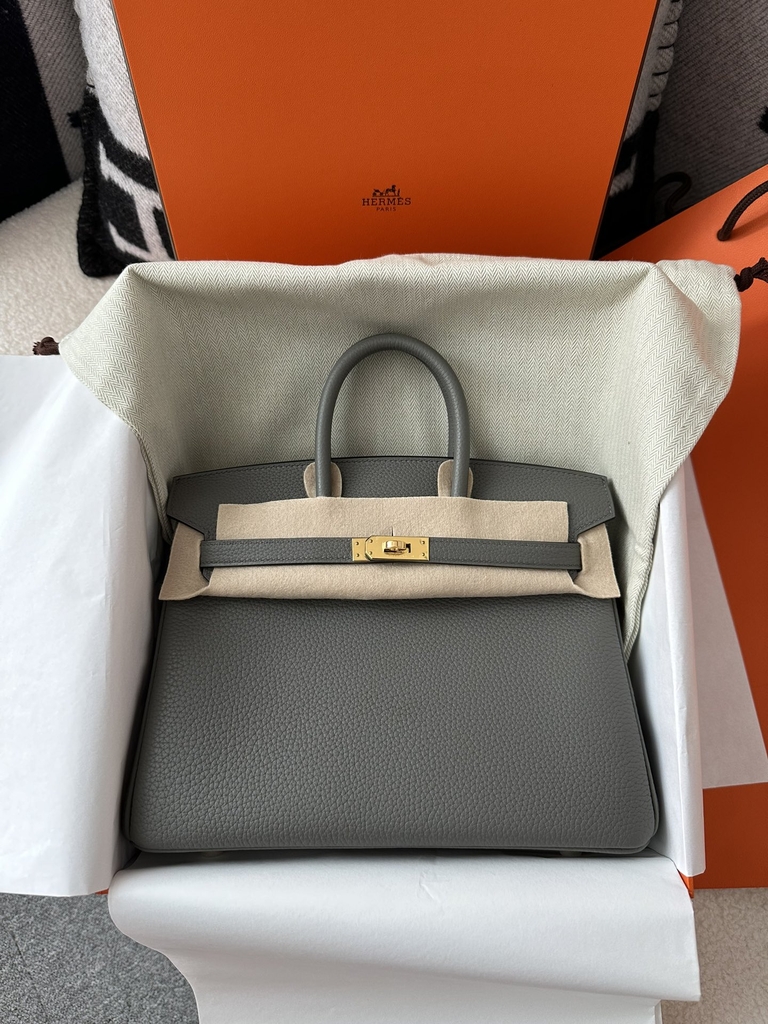 Birkin 25cm Togo Calfskin Leather 0L Gris Meyer Cloud Gray Gold Hardware