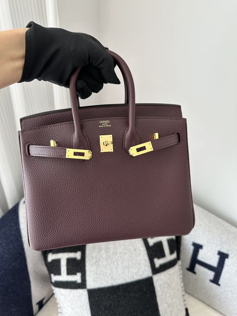 Birkin 25cm Togo Calfskin Leather 0G Rouge Sellier Saddle Red Gold Hardware