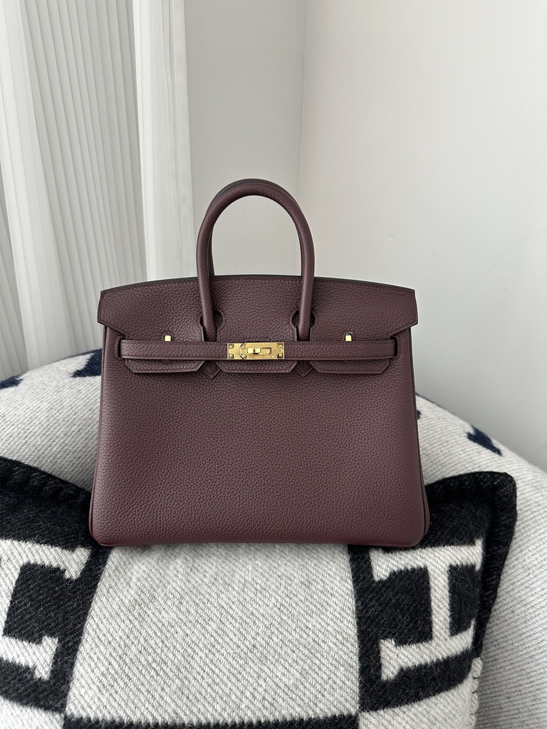 Birkin 25cm Togo Calfskin Leather 0G Rouge Sellier Saddle Red Gold Hardware