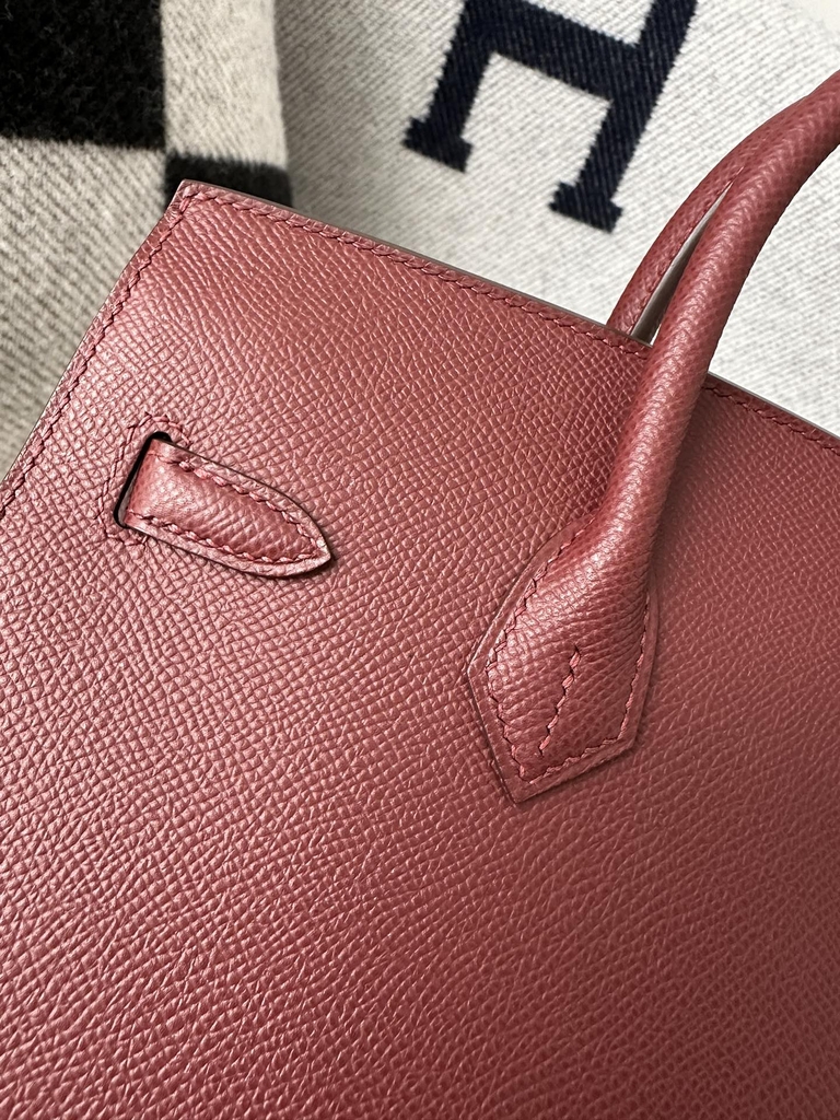 Birkin 25cm Epsom Textured Calfskin Leather CC55 Rouge H Hermès Red Gold Hardware