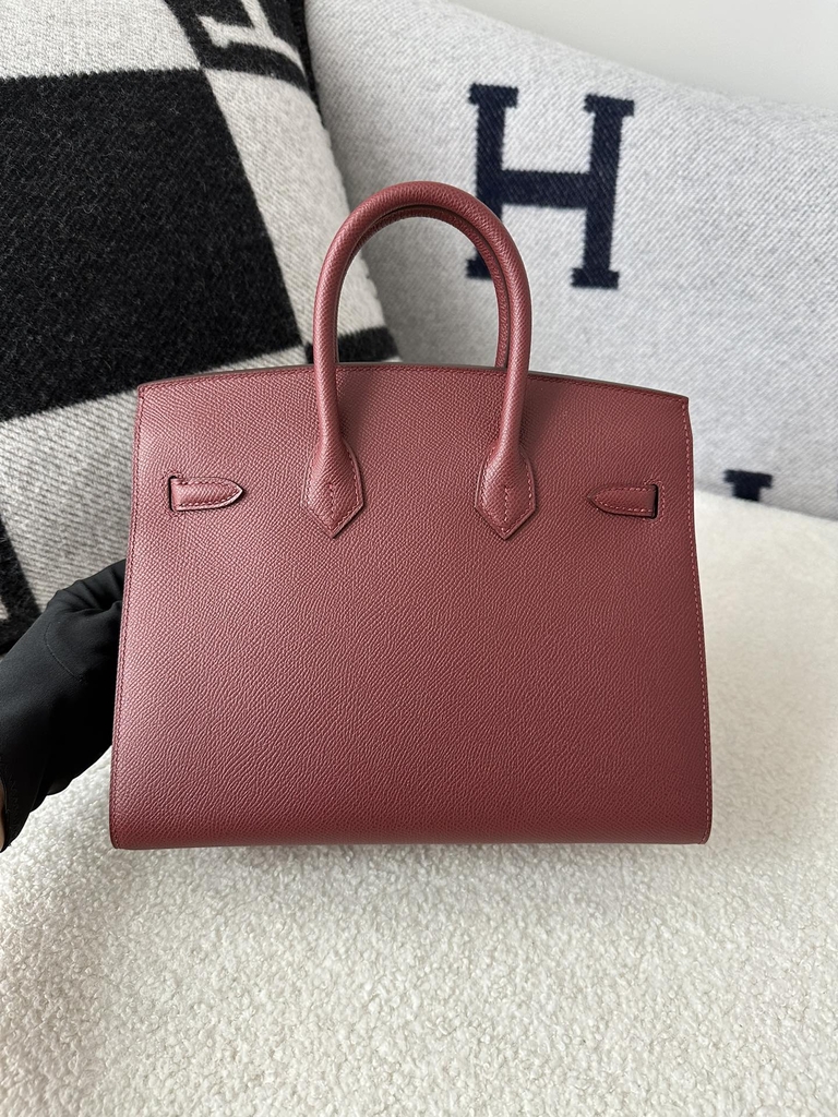 Birkin 25cm Epsom Textured Calfskin Leather CC55 Rouge H Hermès Red Gold Hardware