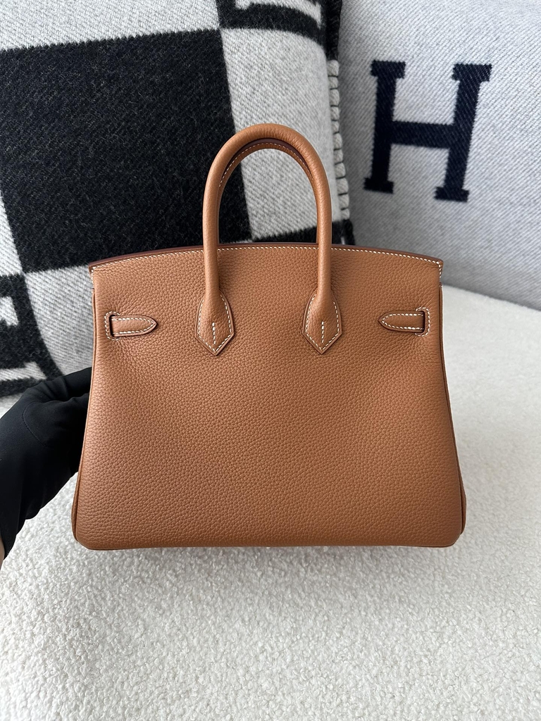 Birkin 25cm Togo Calfskin Leather CK37 Gold Brown Silver Hardware