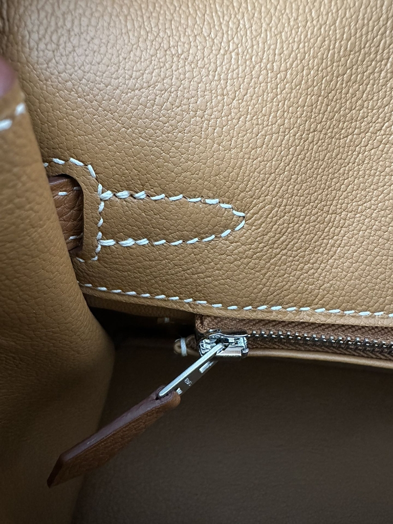 Birkin 25cm Togo Calfskin Leather CK37 Gold Brown Silver Hardware