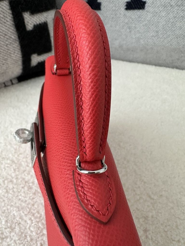 Kelly Mini II Second Generation in Imported Epsom Leather, S3 Rouge De Coeur with Silver Hardware