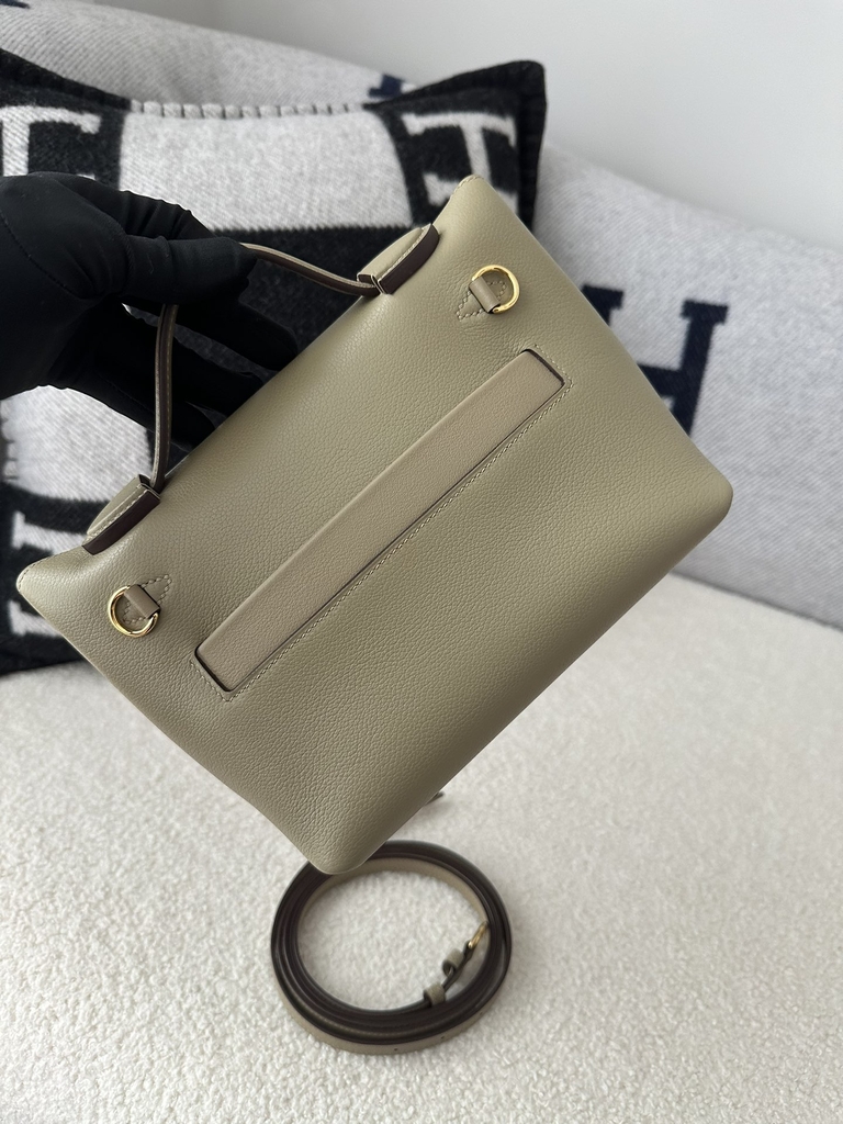 2424 Mini 21cm in Imported Evercolor and Swift Leather, 8Q Beige Marfa and M4 Gris Pale with Gold Hardware