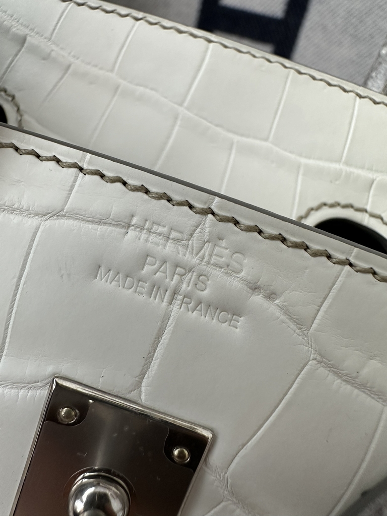 Birkin 25cm HCP Water-Dyed Matte Himalaya Crocodile Leather 01 Himalaya Silver Hardware