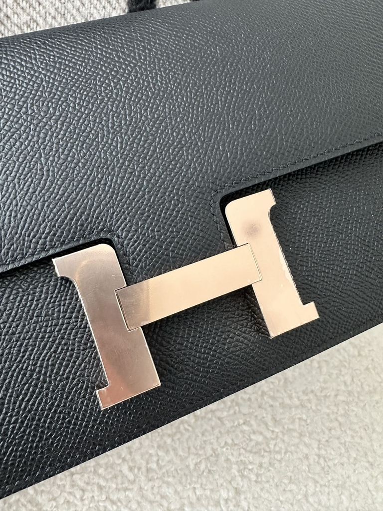 New Constance Elan Epsom Calfskin Leather CD89 Noir Black Rose Gold Hardware