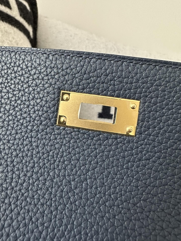 Kelly 28cm Togo Calfskin Leather CC73 Bleu Saphir Sapphire Blue Gold Hardware