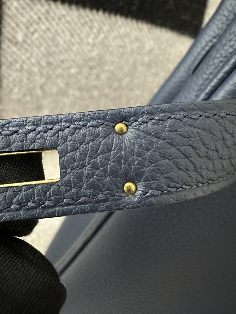 Kelly 28cm Togo Calfskin Leather CC73 Bleu Saphir Sapphire Blue Gold Hardware