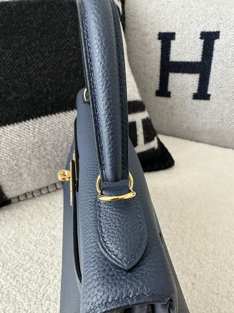 Kelly 28cm Togo Calfskin Leather CC73 Bleu Saphir Sapphire Blue Gold Hardware