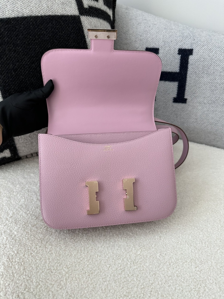 Constance 23cm Classic Chevre Goatskin Leather X9 Mauve Sylvestre Lilac Rose Gold Hardware