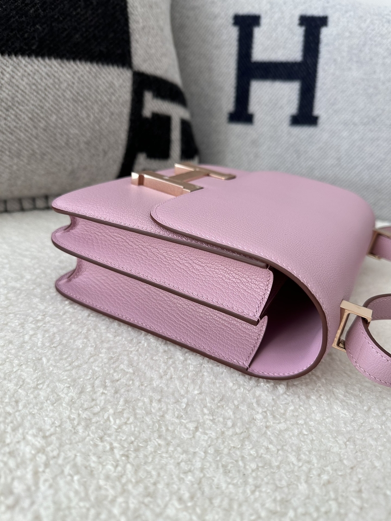 Constance 23cm Classic Chevre Goatskin Leather X9 Mauve Sylvestre Lilac Rose Gold Hardware