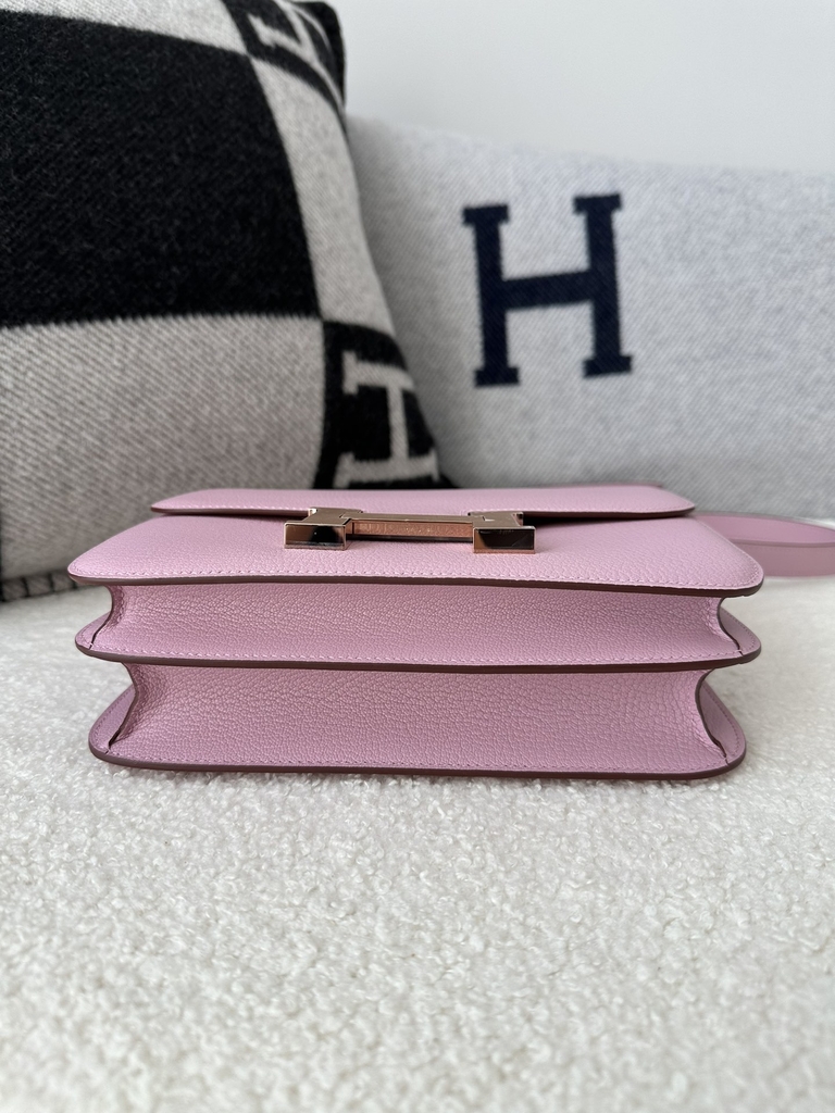 Constance 23cm Classic Chevre Goatskin Leather X9 Mauve Sylvestre Lilac Rose Gold Hardware