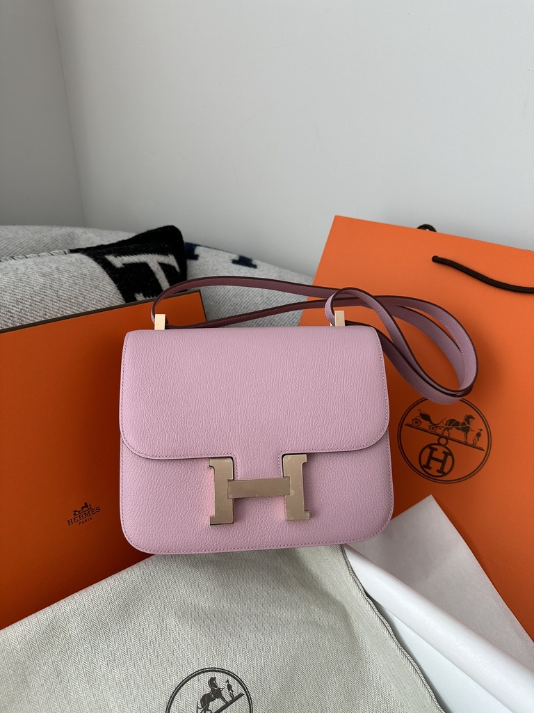 Constance 23cm Classic Chevre Goatskin Leather X9 Mauve Sylvestre Lilac Rose Gold Hardware