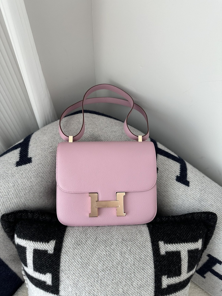 Constance 23cm Classic Chevre Goatskin Leather X9 Mauve Sylvestre Lilac Rose Gold Hardware