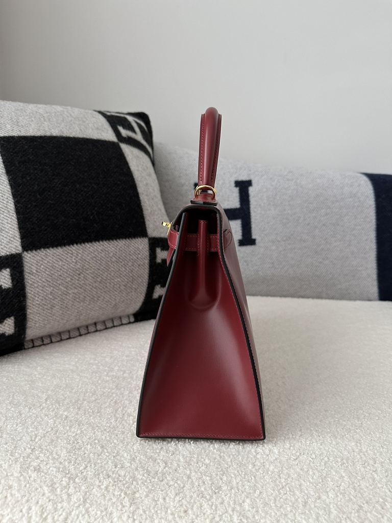 Kelly 28cm Box Calfskin Leather K1 Rouge Grenade Pomegranate Red Gold Hardware