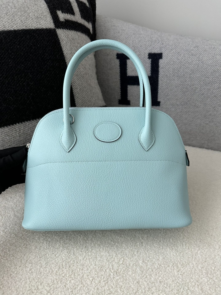 Bolide 27cm Chevre Goatskin Leather U2 Bleu Zephyr Light Blue Silver Hardware
