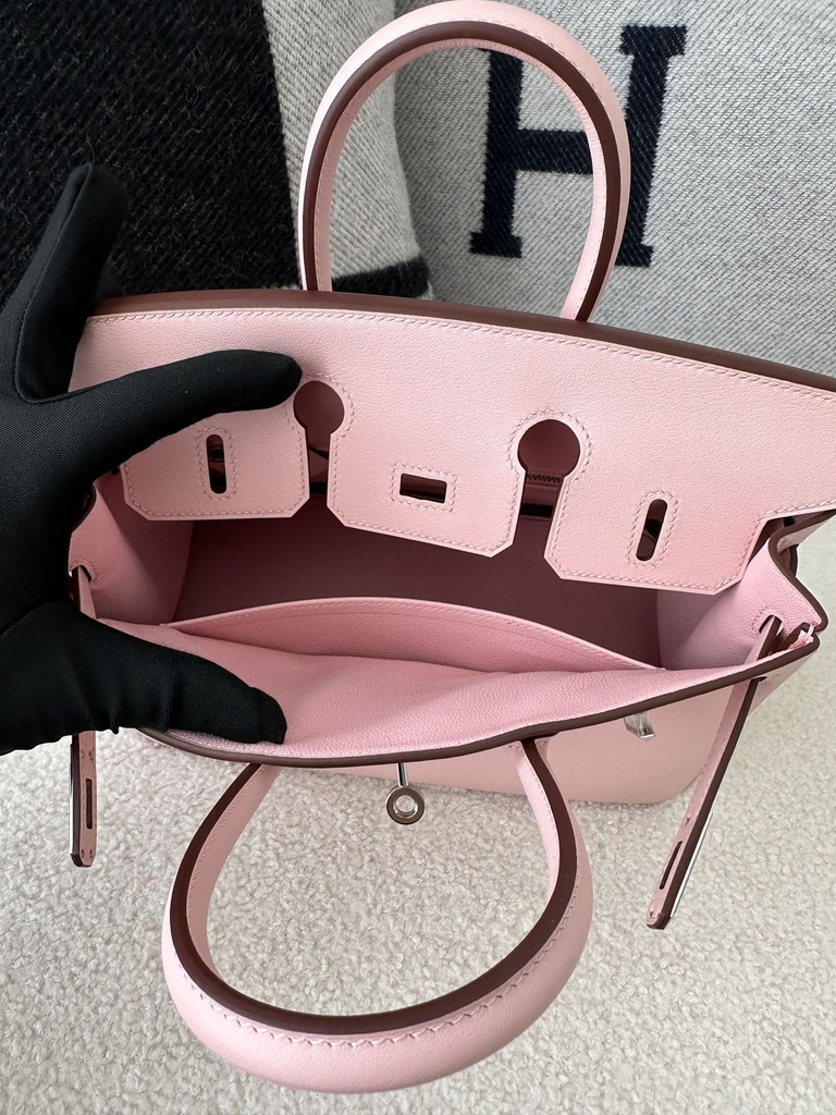 Birkin 25cm Swift Calfskin Leather 3Q Rose Sakura Pink Silver Hardware