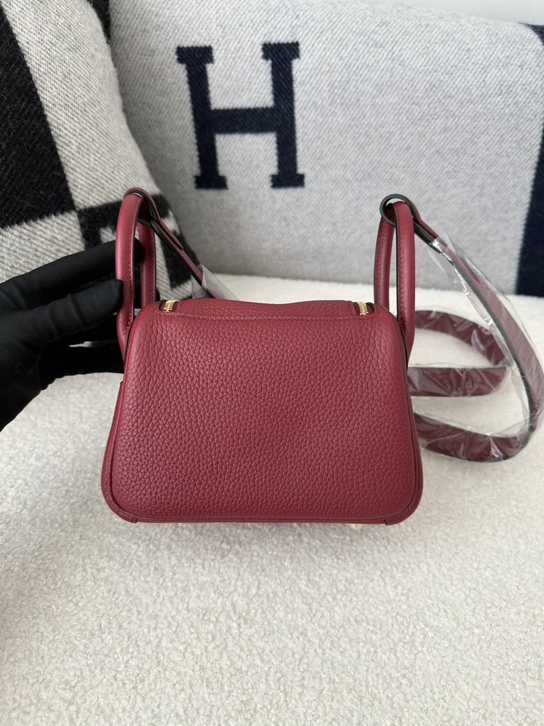 Lindy Mini TC Clemence Calfskin Leather K1 Rouge Grenade Gold Hardware
