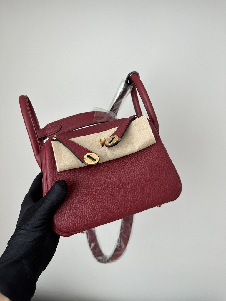 Lindy Mini TC Clemence Calfskin Leather K1 Rouge Grenade Gold Hardware