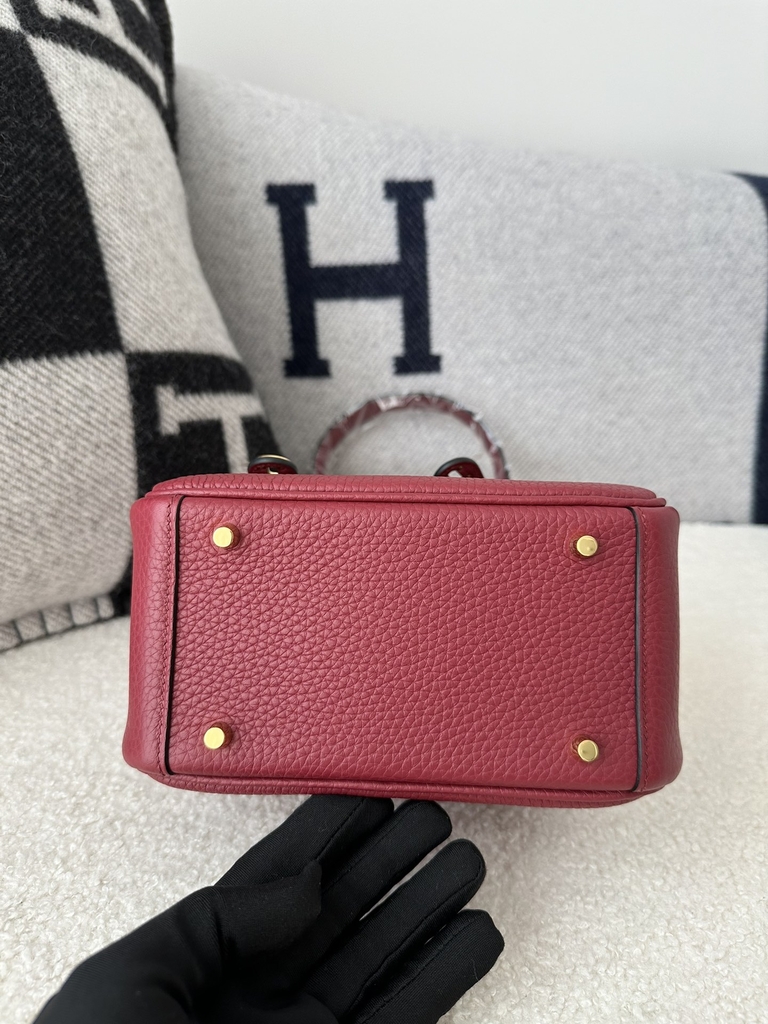 Lindy Mini TC Clemence Calfskin Leather K1 Rouge Grenade Gold Hardware