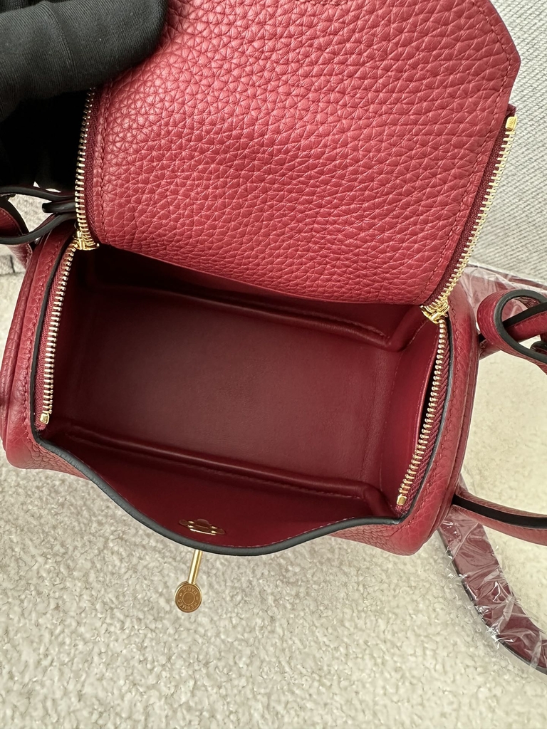 Lindy Mini TC Clemence Calfskin Leather K1 Rouge Grenade Gold Hardware