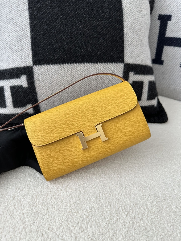 Constance to go epsom 9D Jaune ambre  Gold hardware