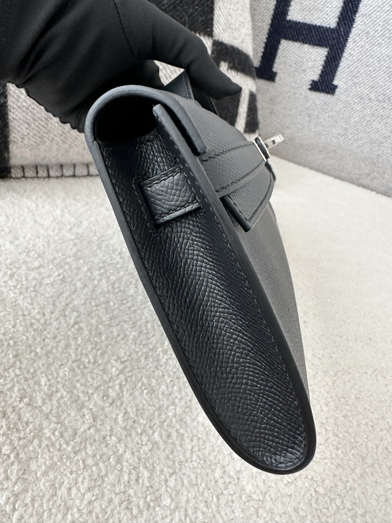 Kelly cut 31cm epsom CK89 Noir  Silver hardware