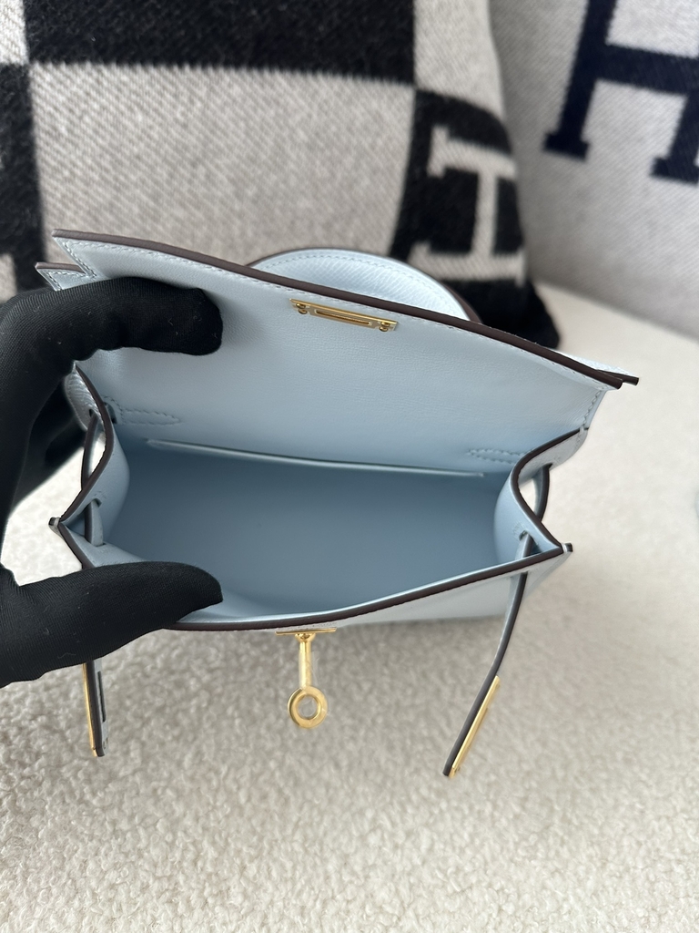 Kelly mini II epsom T0 Blue brume Gold hardware