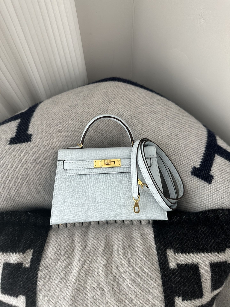 Kelly mini II epsom T0 Blue brume Gold hardware