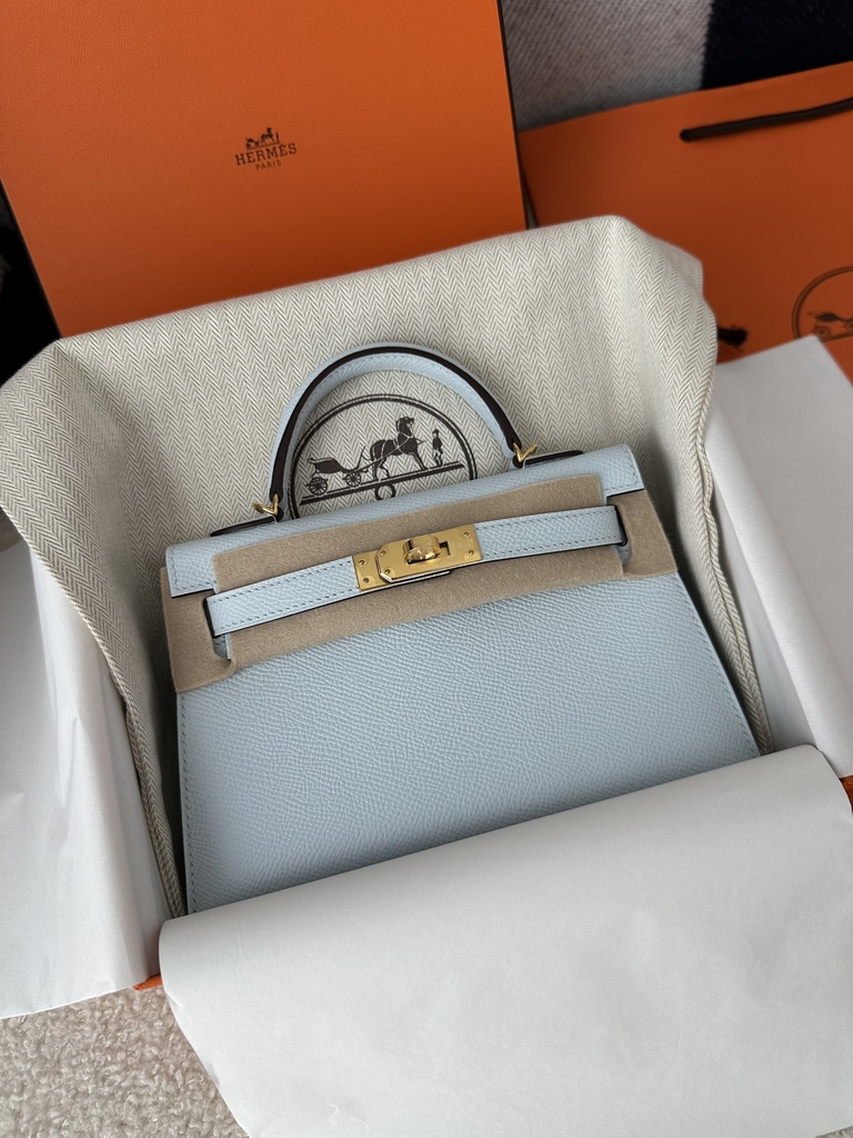 Kelly mini II epsom T0 Blue brume Gold hardware