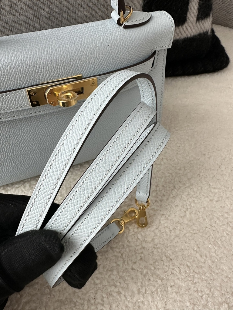 Kelly mini II epsom T0 Blue brume Gold hardware