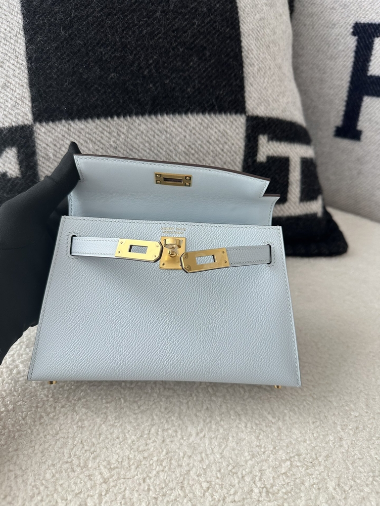 Kelly mini II epsom T0 Blue brume Gold hardware