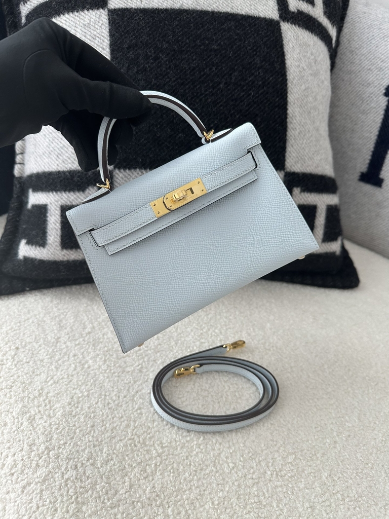 Kelly mini II epsom T0 Blue brume Gold hardware