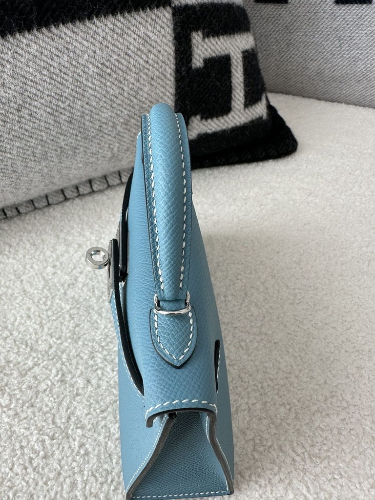 Kelly mini II epsom D2 New Blue jean silver hardware