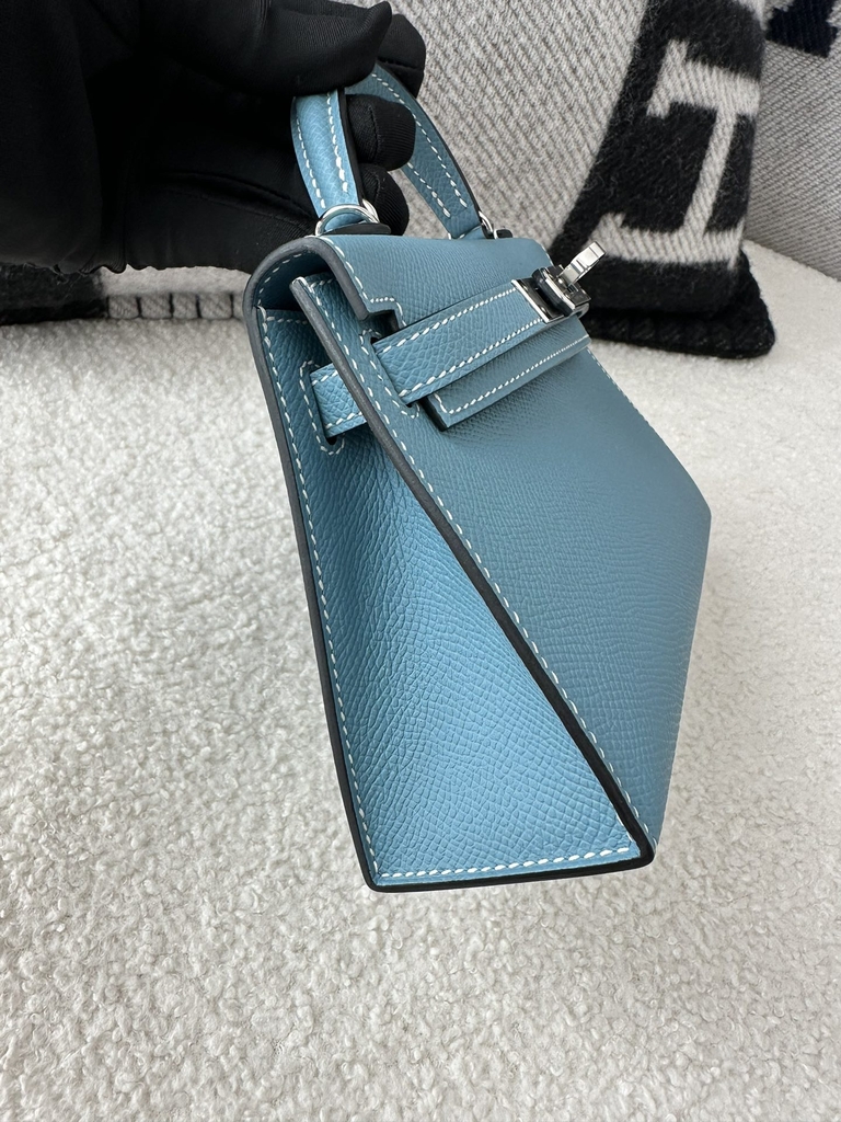 Kelly mini II epsom D2 New Blue jean silver hardware