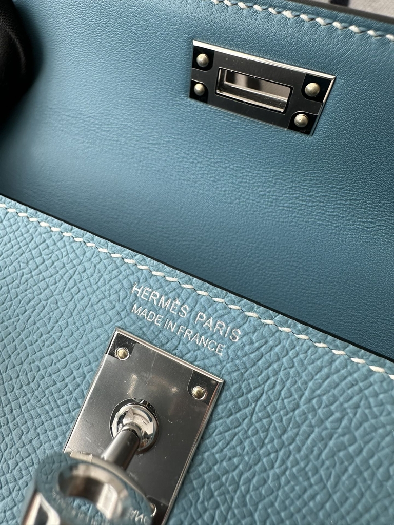 Kelly mini II epsom D2 New Blue jean silver hardware