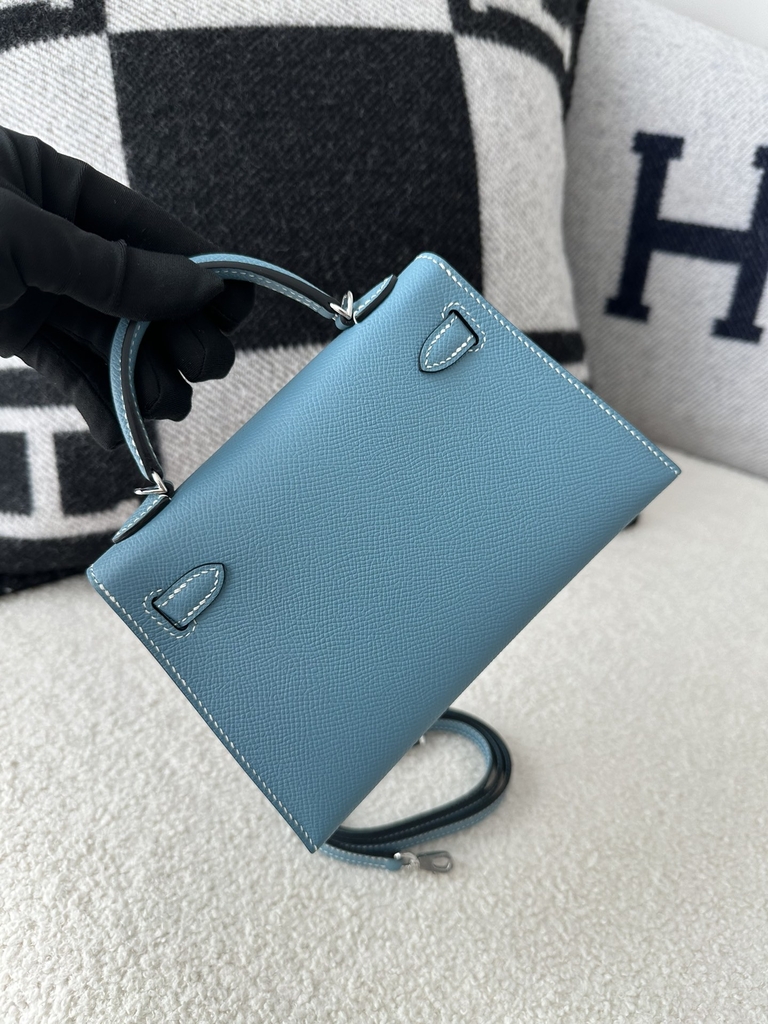 Kelly mini II epsom D2 New Blue jean silver hardware