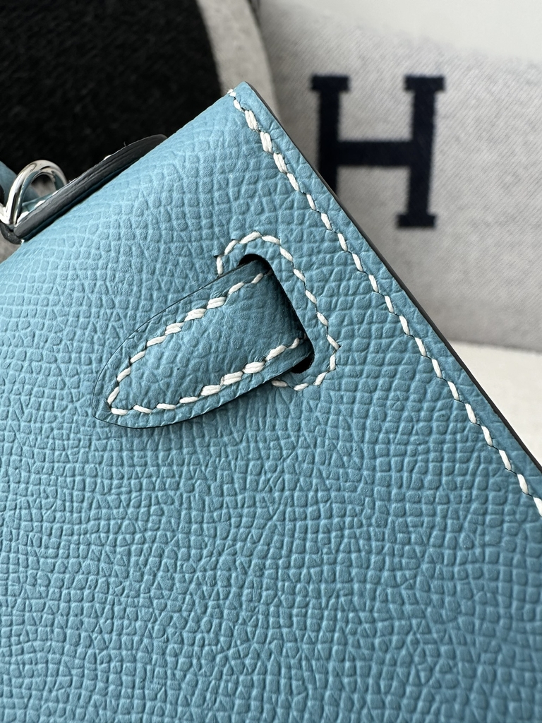 Kelly mini II epsom D2 New Blue jean silver hardware