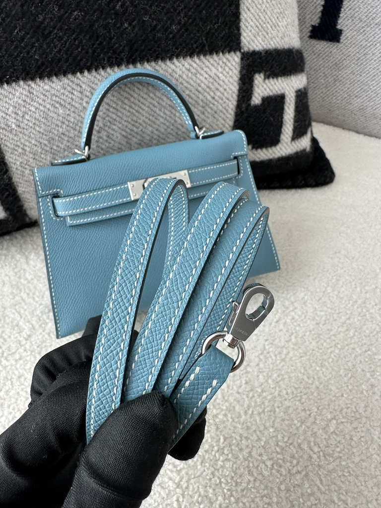 Kelly mini II epsom D2 New Blue jean silver hardware
