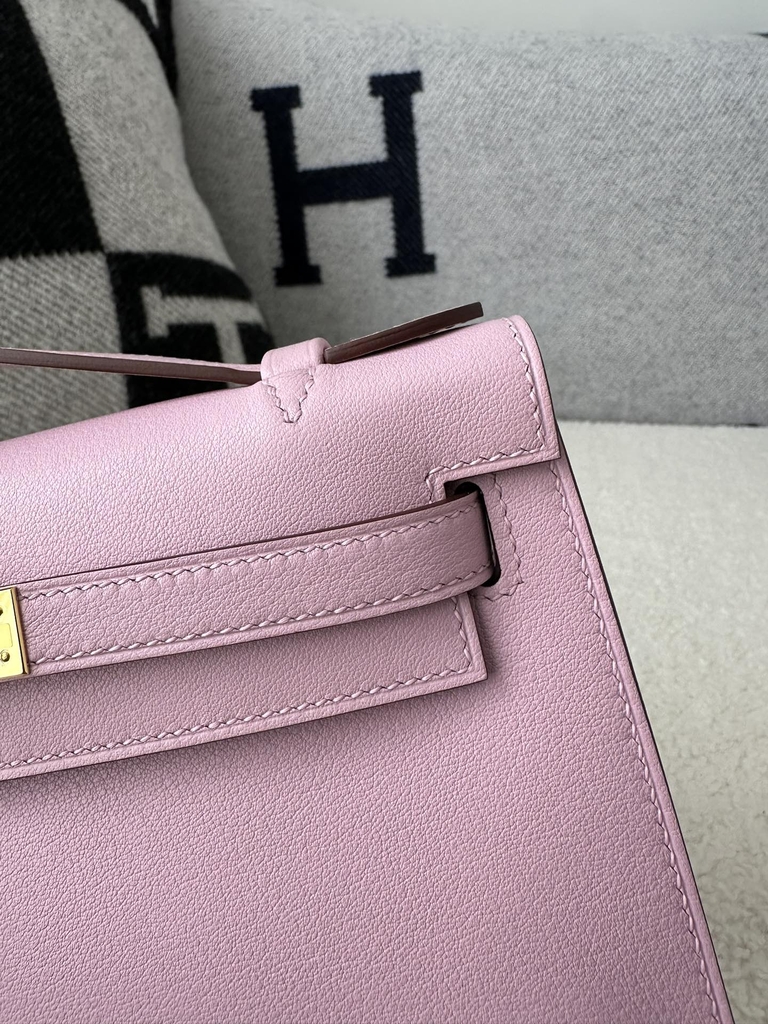 Kelly pochette 22cm  Swift X9  Mauve sylvestre  Gold hardware