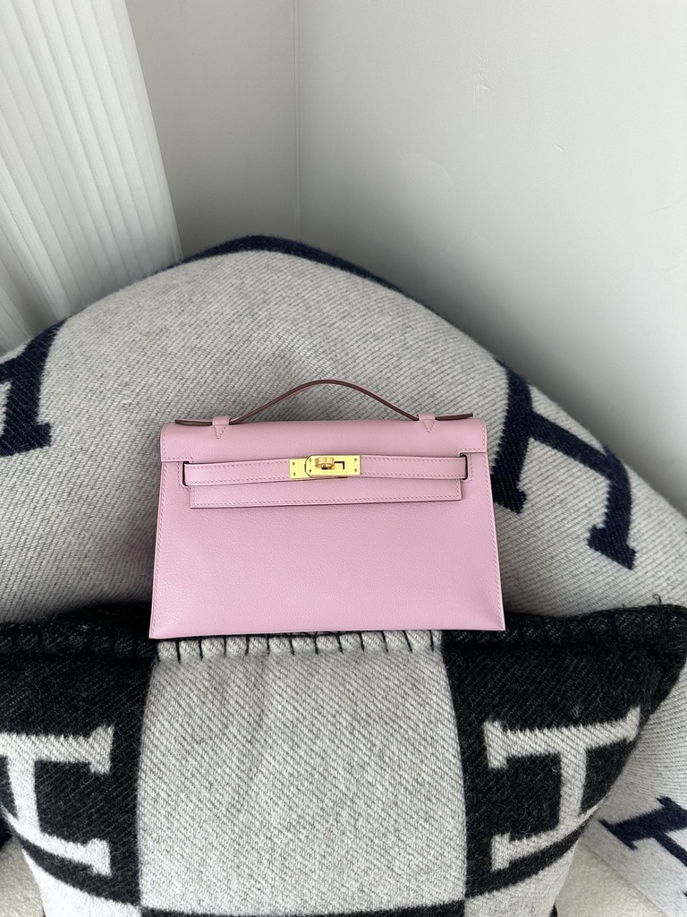 Kelly pochette 22cm  Swift X9  Mauve sylvestre  Gold hardware