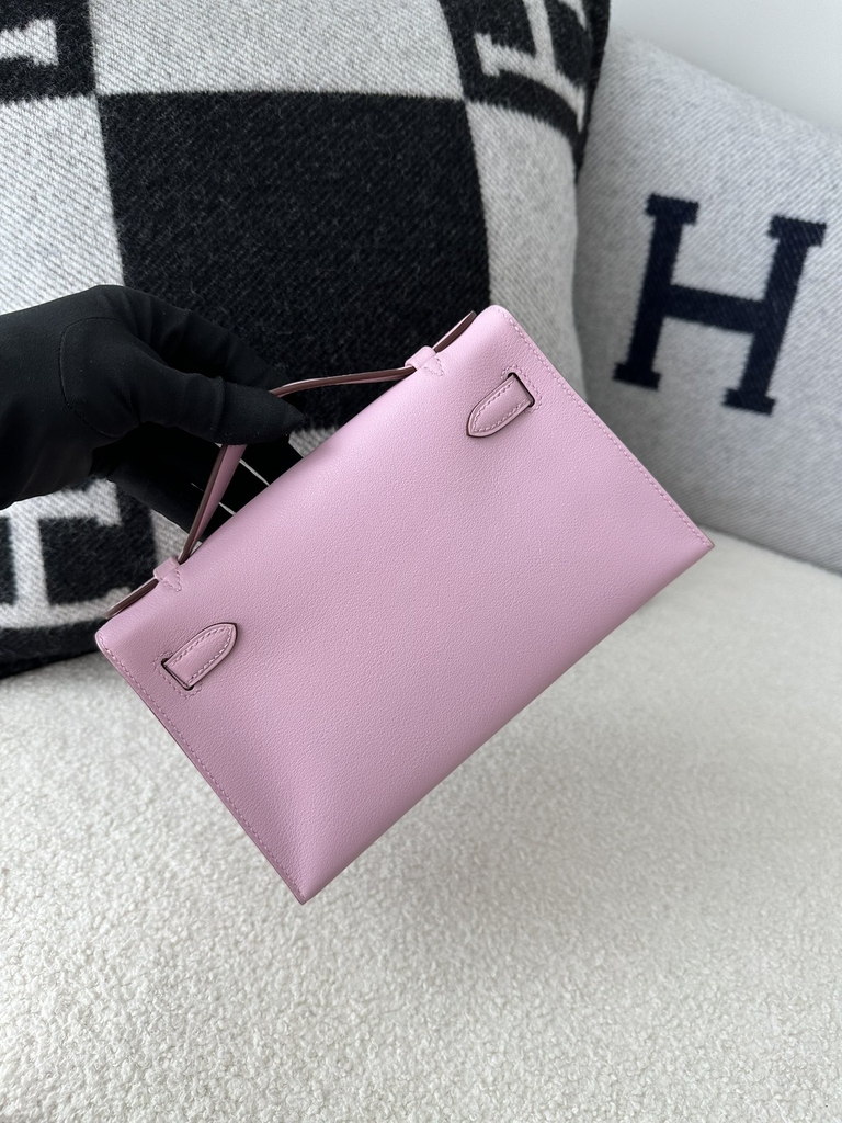 Kelly pochette 22cm  Swift X9  Mauve sylvestre  Gold hardware