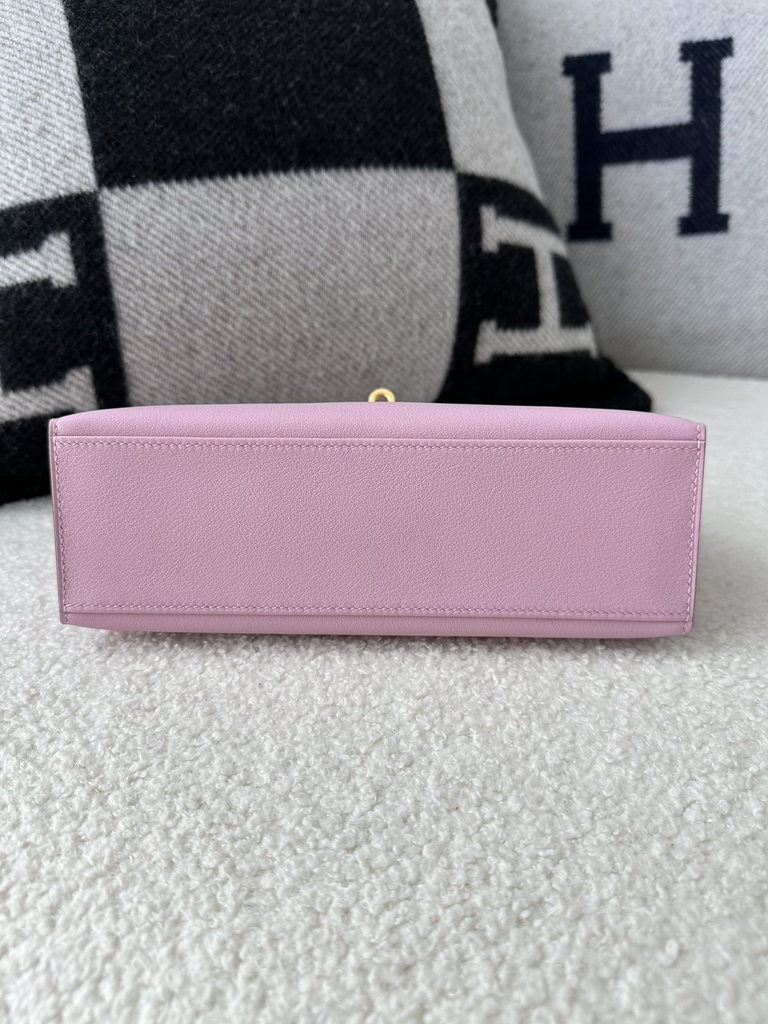 Kelly pochette 22cm  Swift X9  Mauve sylvestre  Gold hardware
