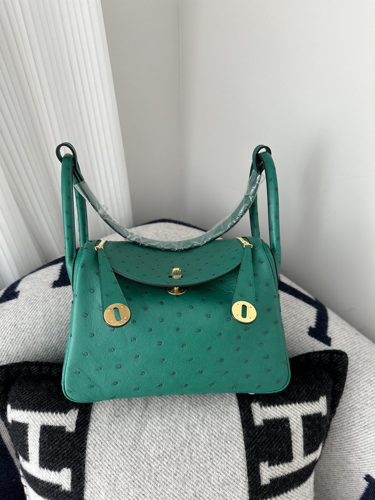 Lindy 26cm Klein Karoo ostrich  U4 Vert vertigo Gold hardware